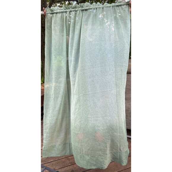 Set Of 2 Sheer Light Green Textured Curtains 55"x63" With Rod Pocket - Picture 6 of 6
